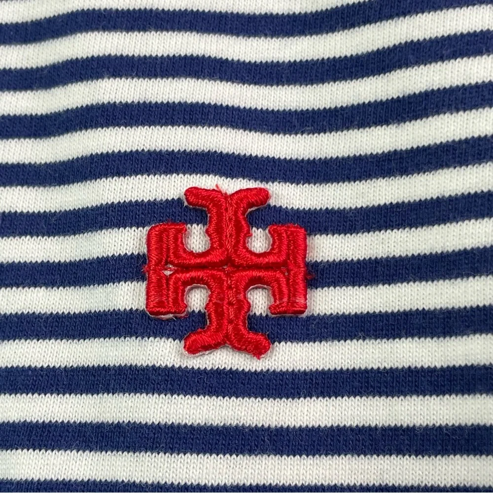 Tory Burch Sport Women's Blue Striped Cotton-Jersey Short Sleeve T-Shirt Medium - Picture 7 of 15